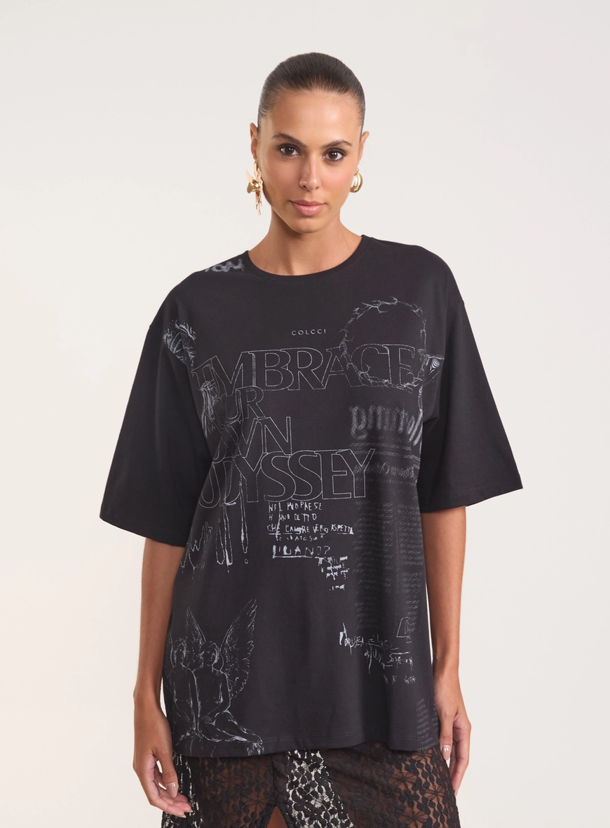 Camiseta Com Estampa E Modelagem Oversized