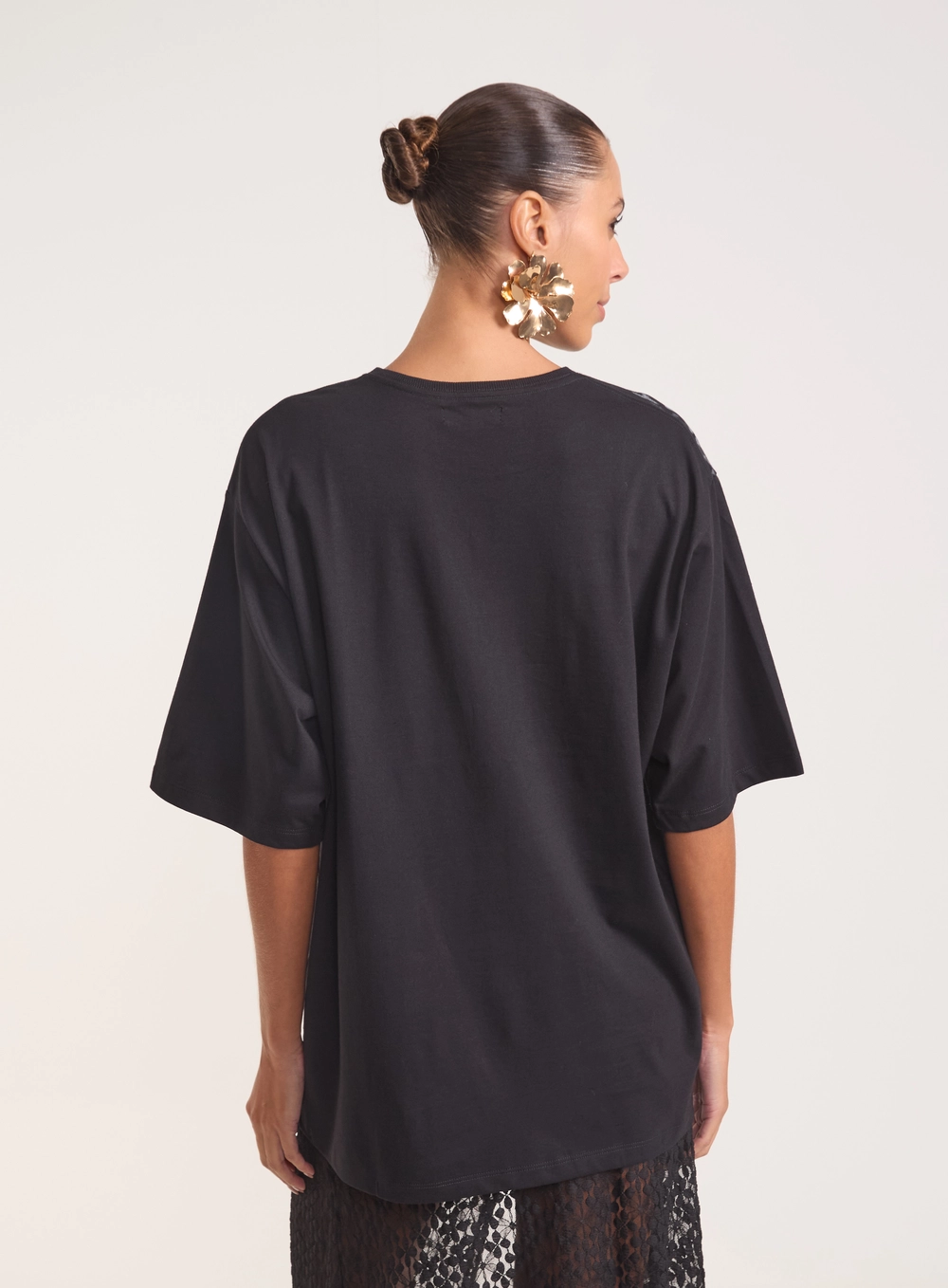 Camiseta Com Estampa E Modelagem Oversized Preto
