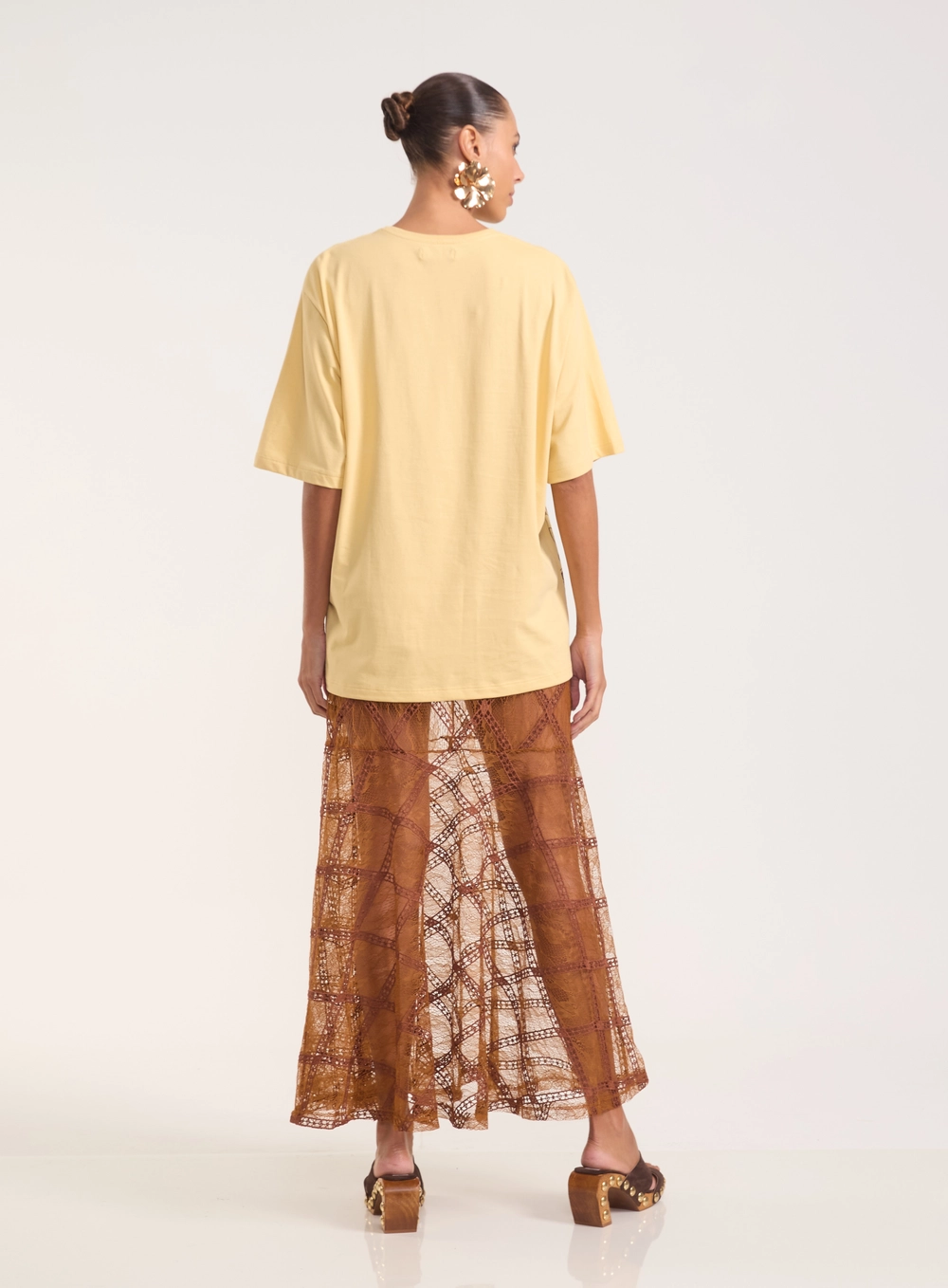Camiseta Oversized Com Estampa Amarelo