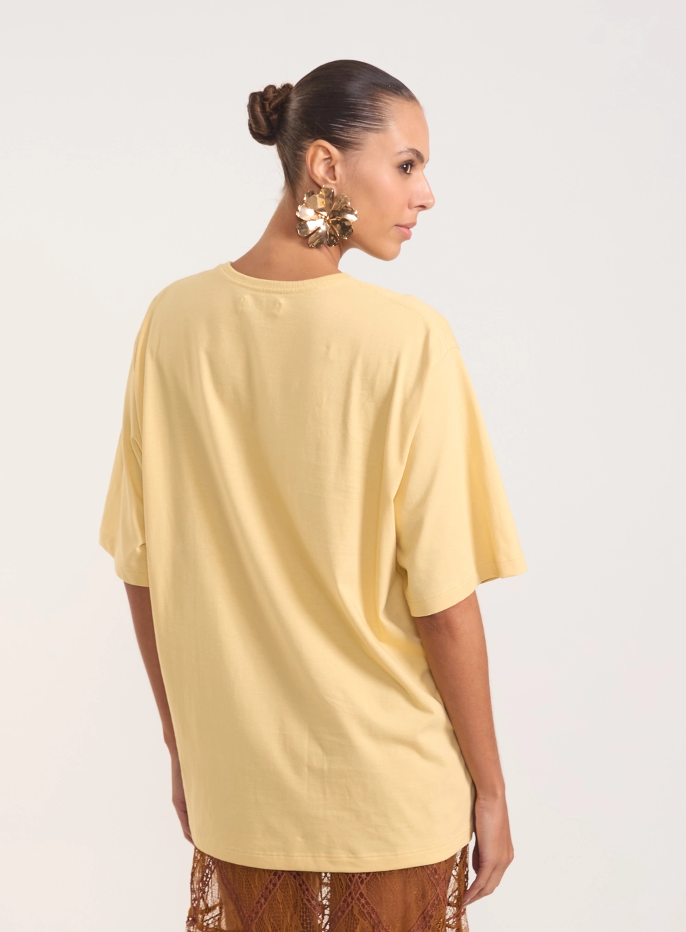 Camiseta Oversized Com Estampa Amarelo