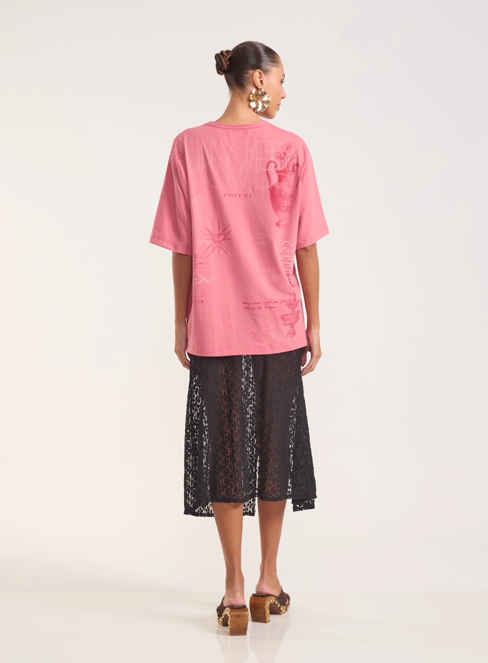 Camiseta Oversized Com Estampa Pegasus Rosa