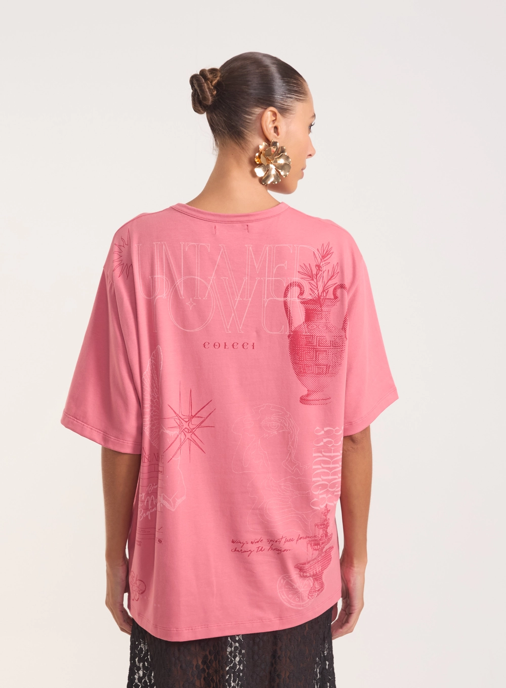 Camiseta Oversized Com Estampa Pegasus Rosa