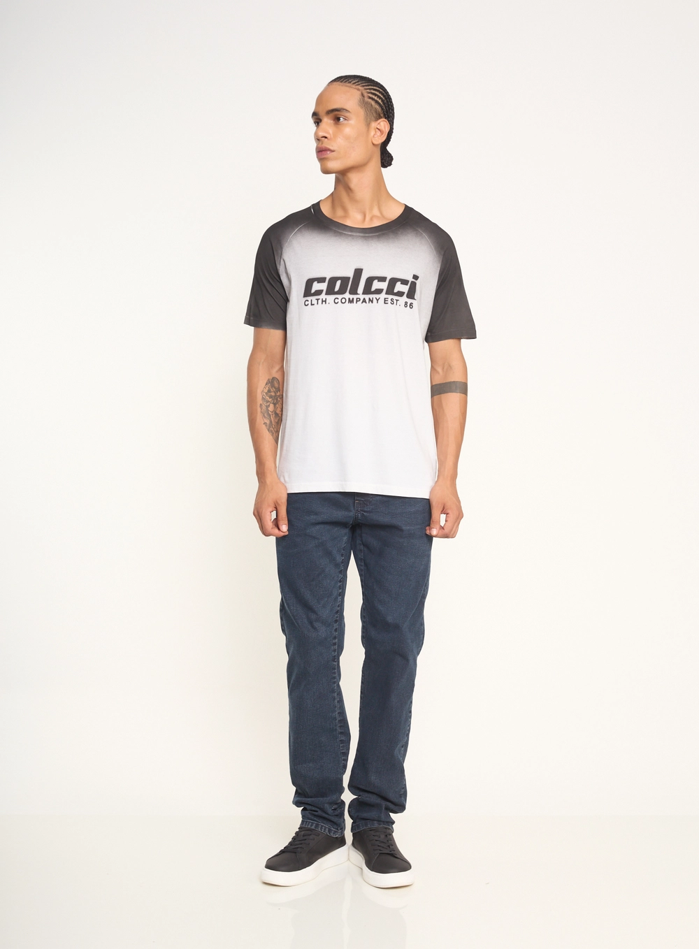 Camiseta Masculina Slim Estampada Branco