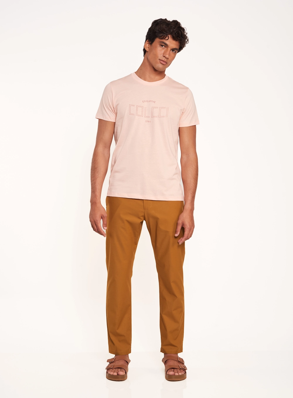 Camiseta Masculina Com Estampa Frontal Rosa