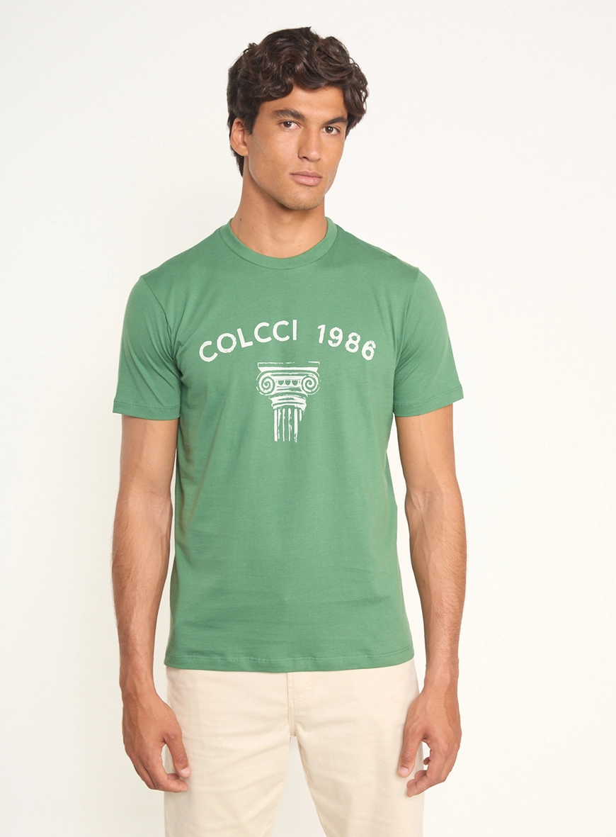 Camiseta Masculina Com Estampa E Gola Redonda