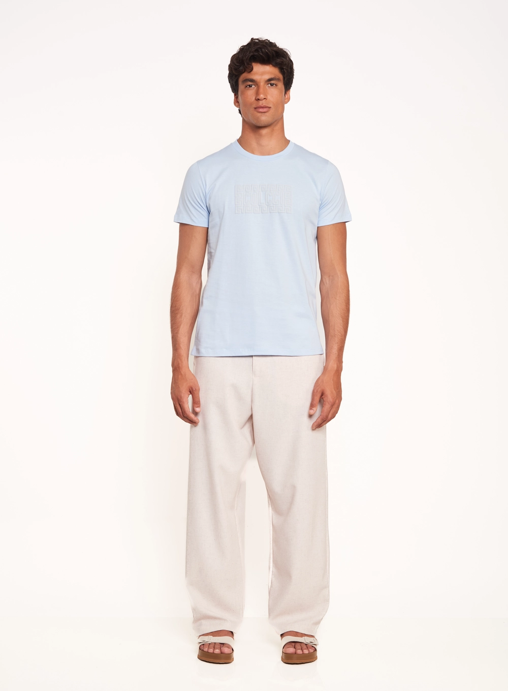Camiseta Masculina Com Logo Em Relevo Azul