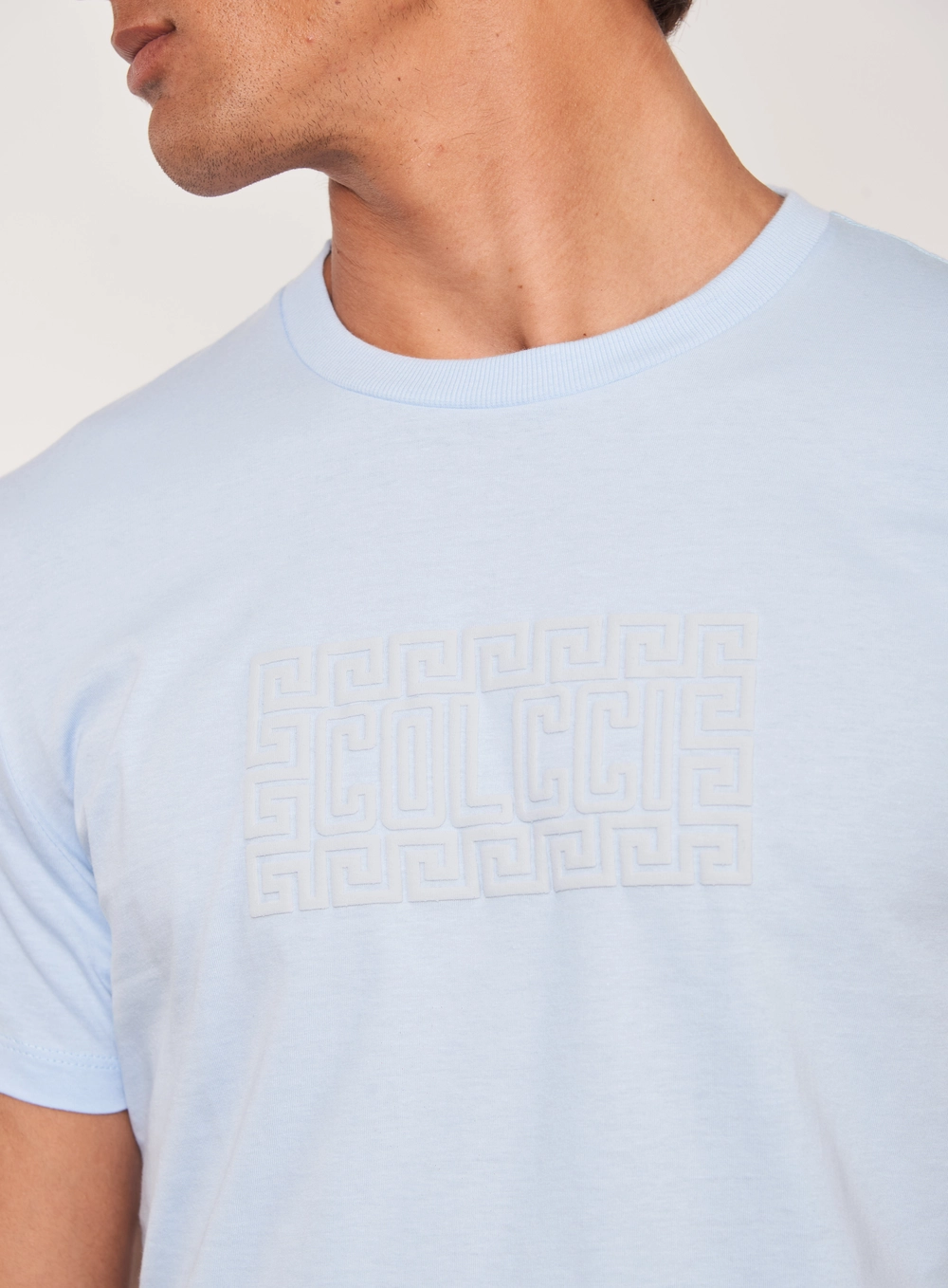Camiseta Masculina Com Logo Em Relevo Azul