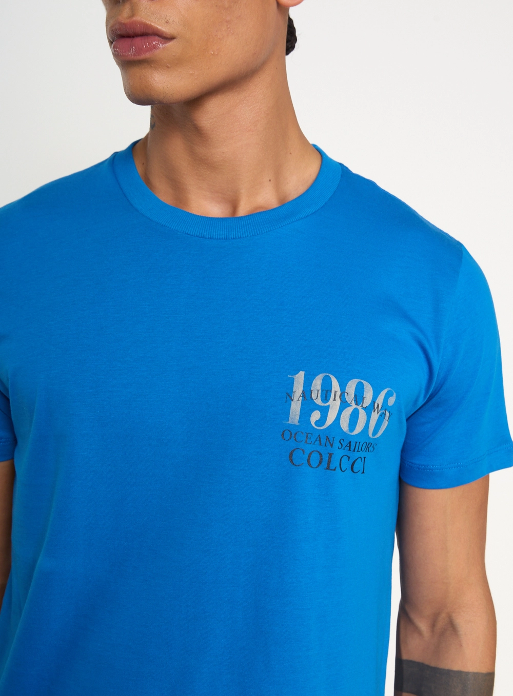 Camiseta Masculina Com Silk Localizado Azul