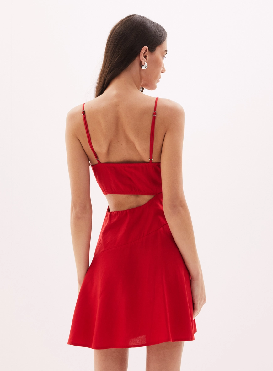 Vestido Feminino Curto Cut Out Vermelho 4