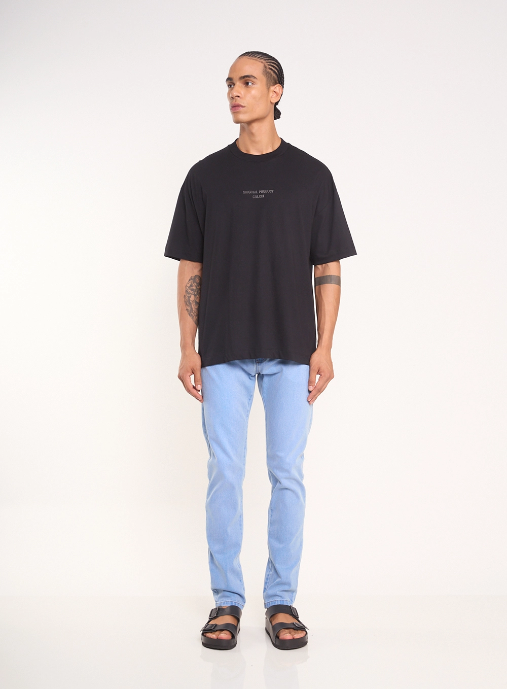Camiseta Oversized Com Escrita Localizada Preto