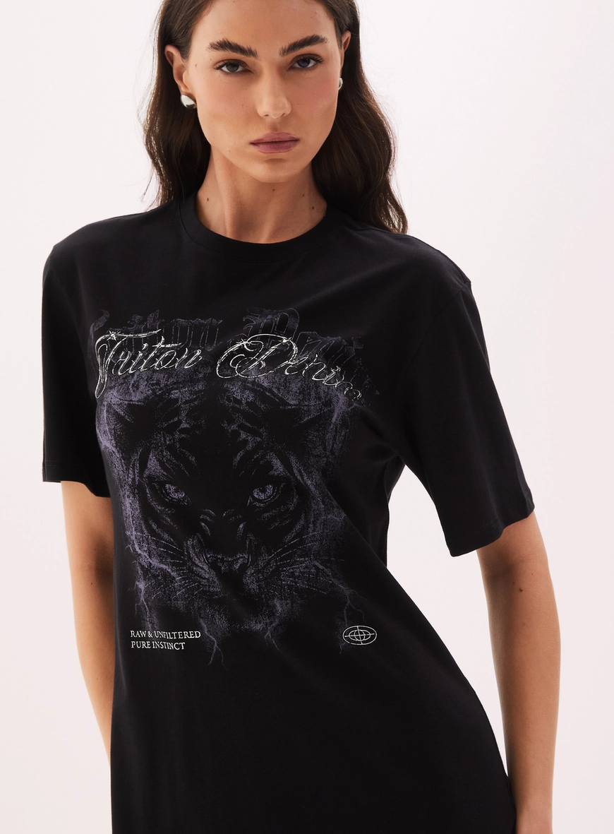 Vestido Feminino Curto Estampado Preto 4