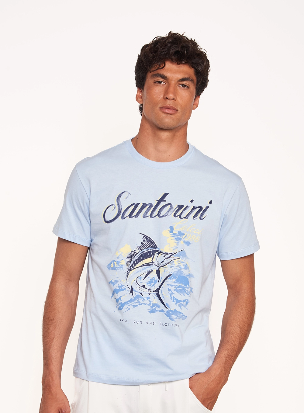 Camiseta Masculina Regular Estampada Azul