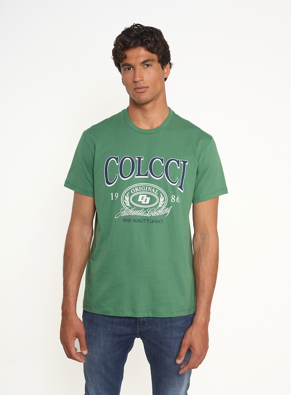 Camiseta Masculina Com Estampa Frontal E Posterior Verde