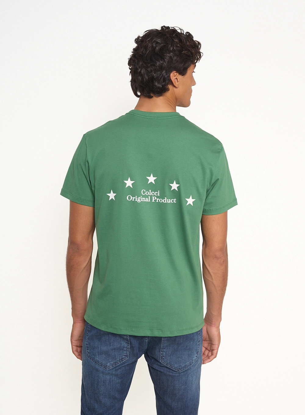 Camiseta Masculina Com Estampa Frontal E Posterior Verde