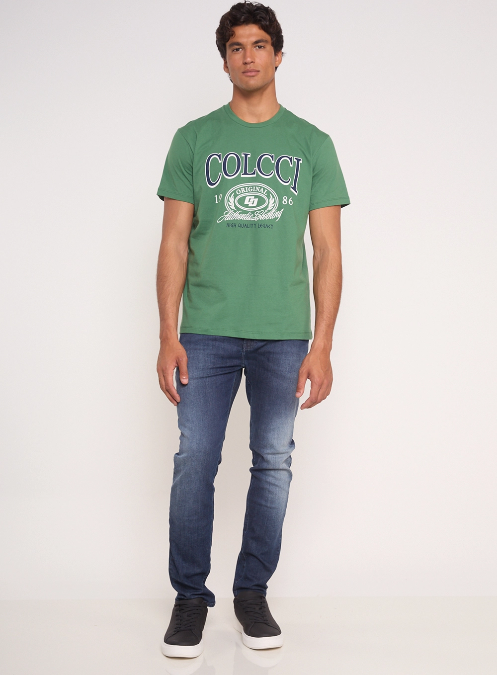 Camiseta Masculina Com Estampa Frontal E Posterior Verde