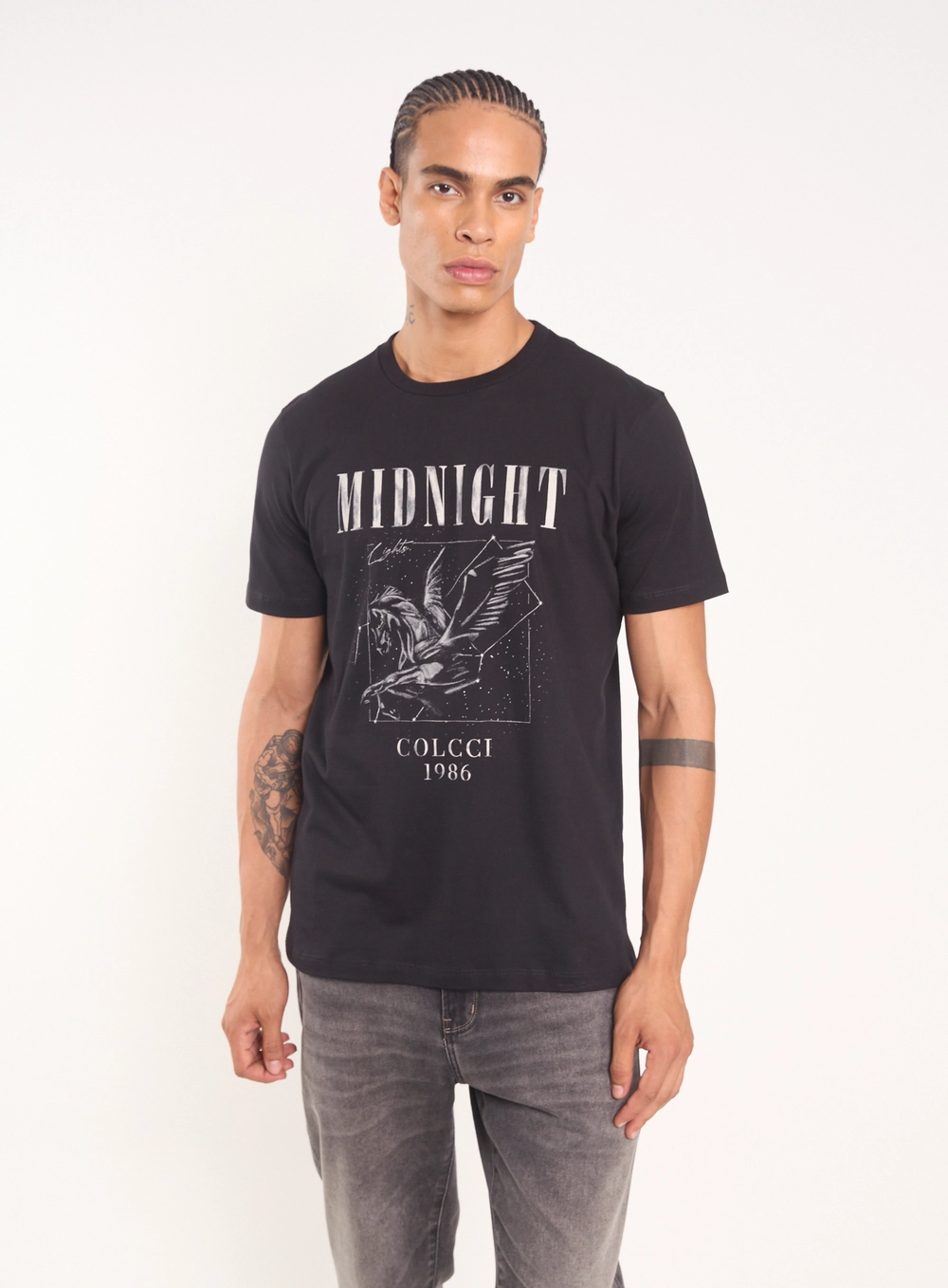 Camiseta Masculina Com Estampa Midnight Preto