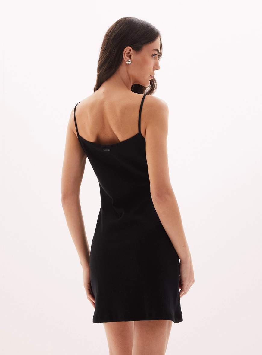 Vestido Feminino Curto Canelado Preto 4