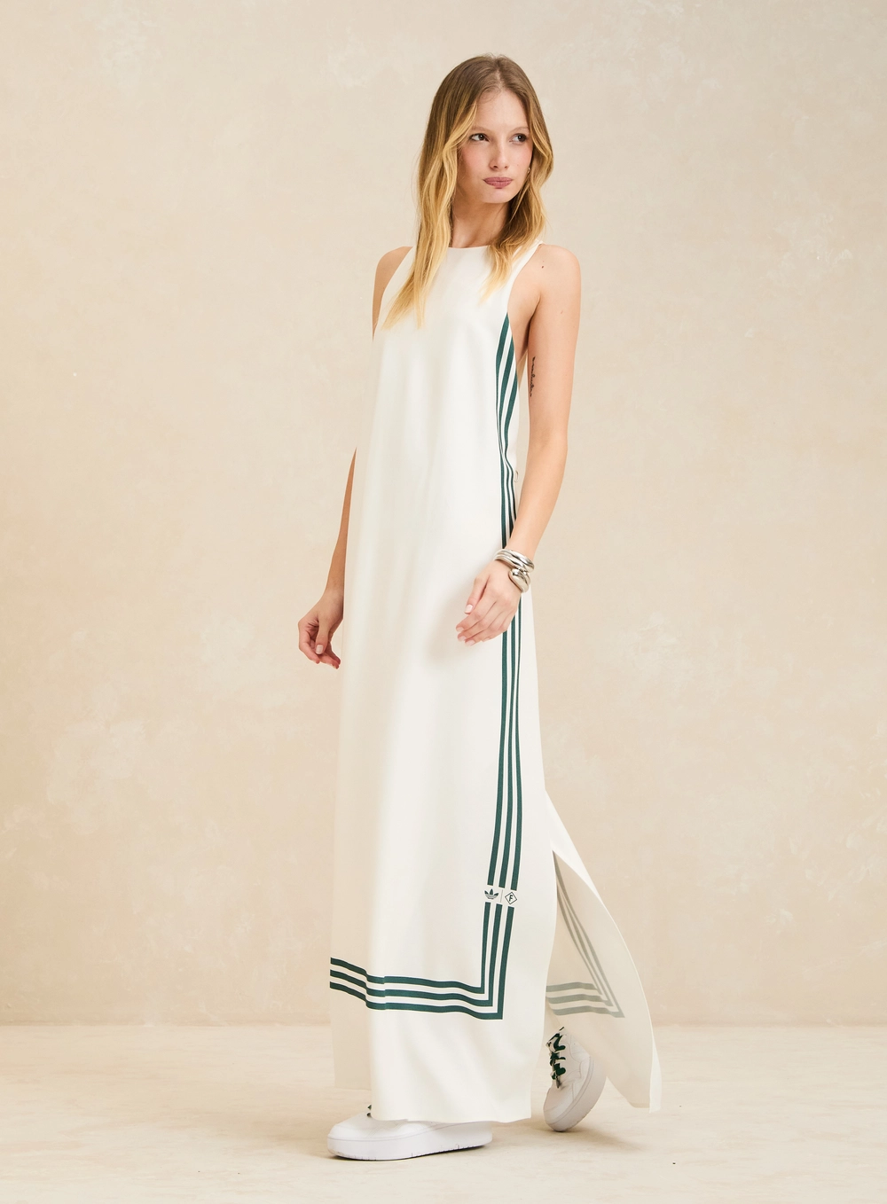 Vestido Maxi Midi Com Fenda - Forum | Adidas Branco 1
