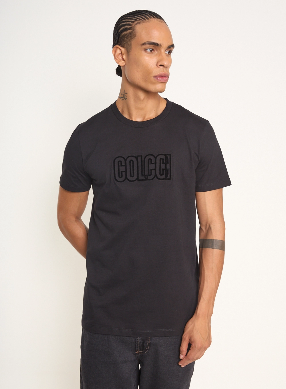 Camiseta Masculina Com Escrita E Decote Redondo Preto