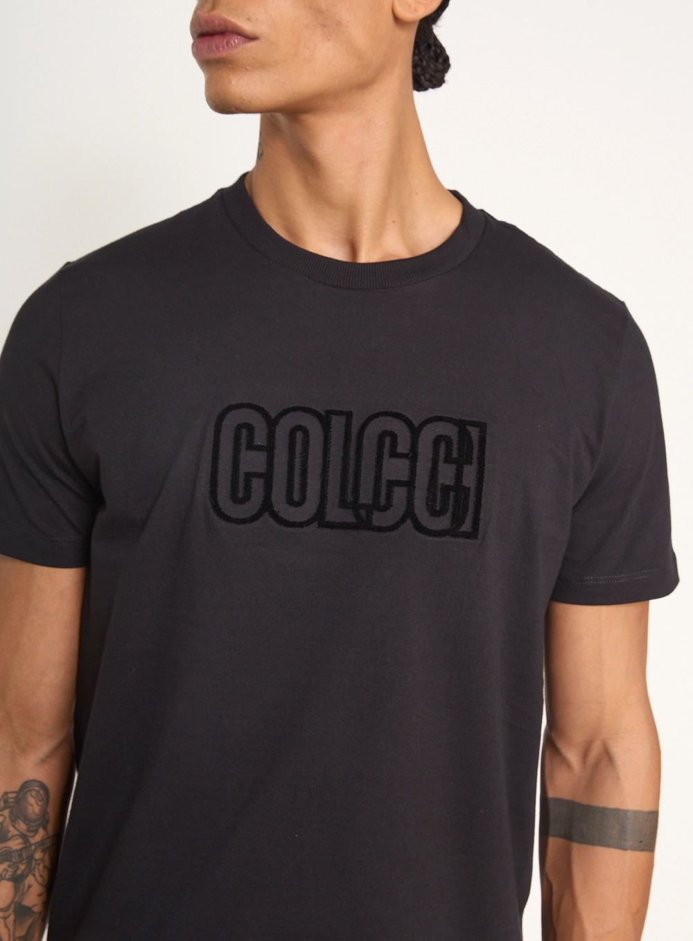 Camiseta Masculina Com Escrita E Decote Redondo Preto