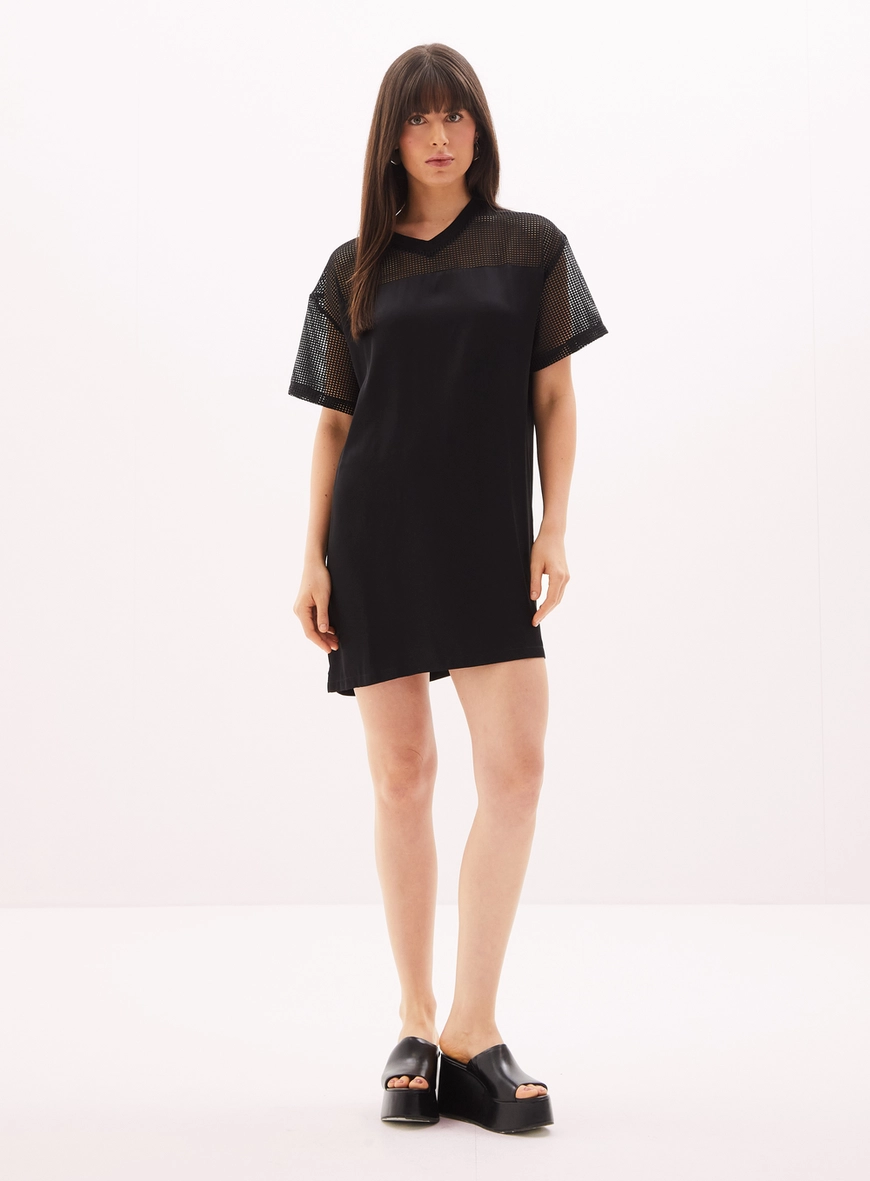 Vestido Feminino Curto Com Recortes Preto 2