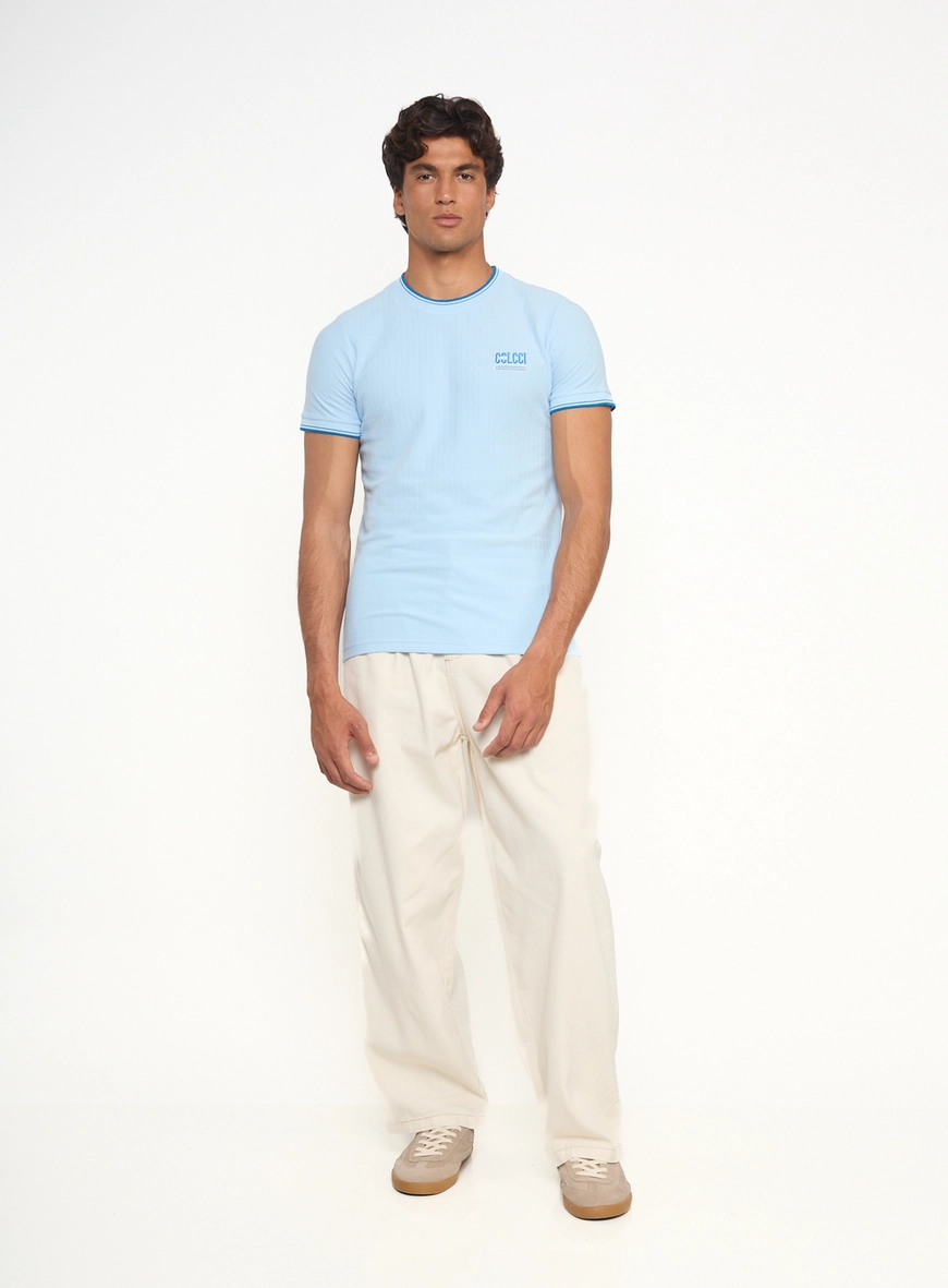 Camiseta Ajustada Com Textura Canelada E Detalhes