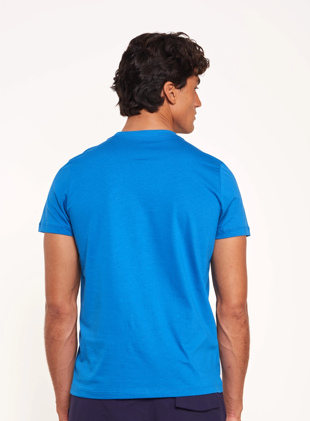 Camiseta Com Logo Bordado Azul