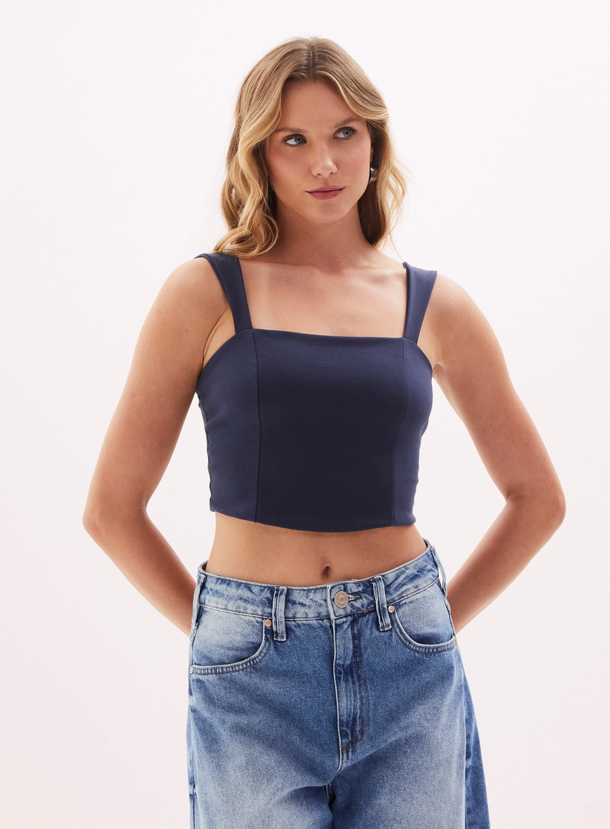 Top Cropped Feminino Costas Abertas Azul 1