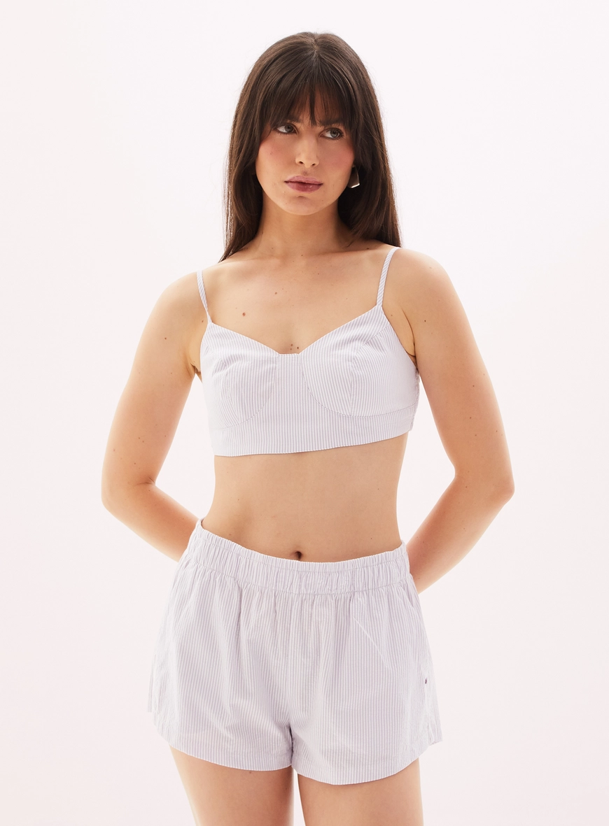 Top Cropped Feminino Com Alças Finas Lilás 2