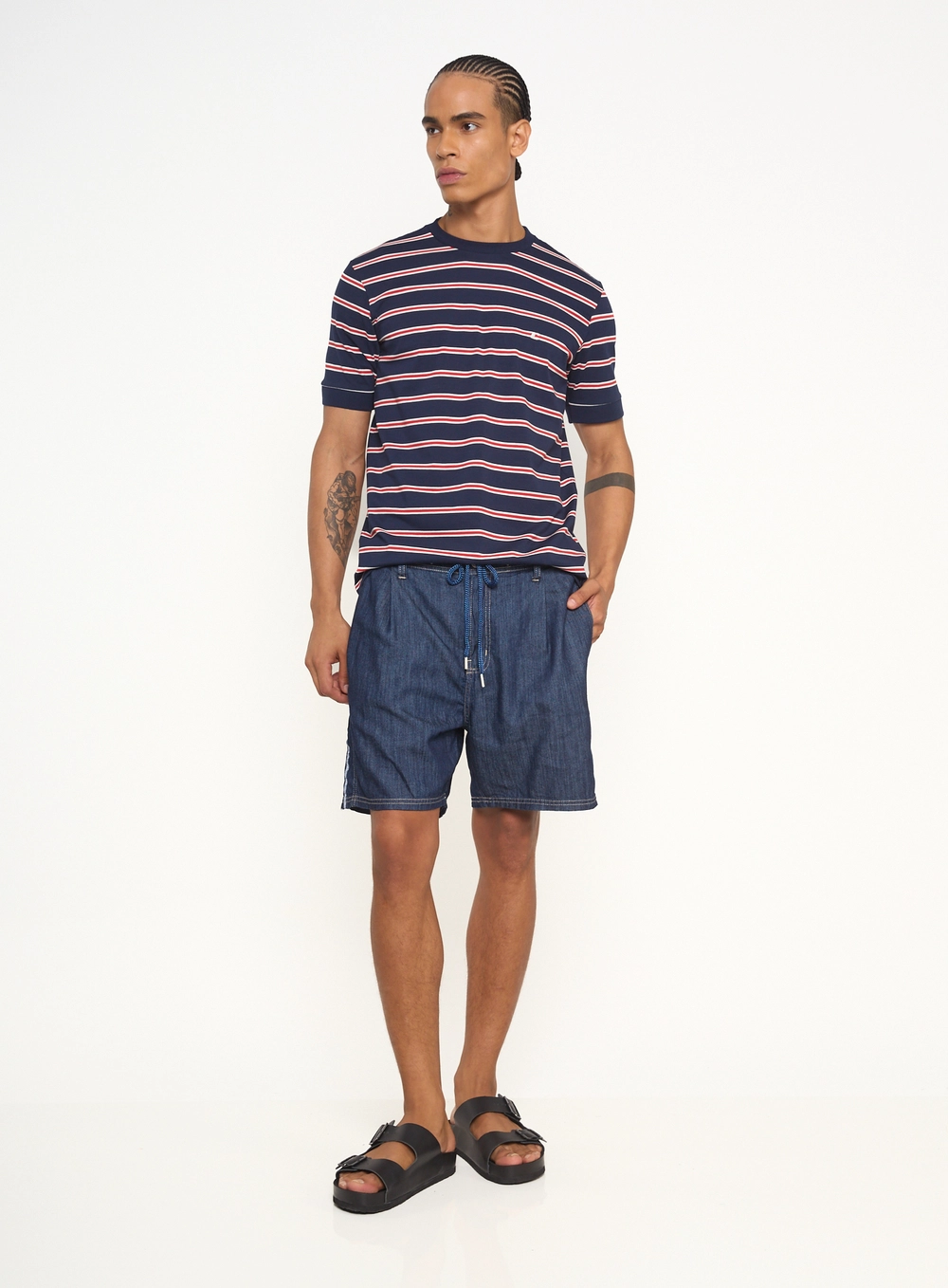 Camiseta Masculina New Slim Listrada Estampados