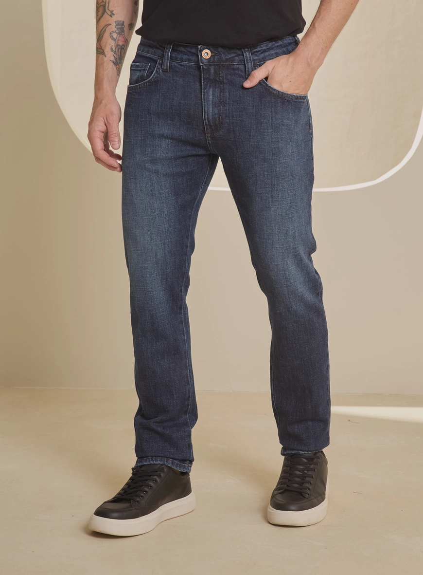 Calça Jeans Masculina Dark Wash - Paul Slim Índigo 3
