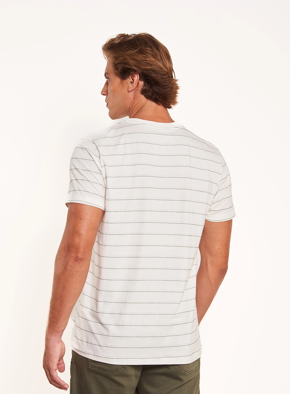 Camiseta Masculina Slim Listrada Estampados