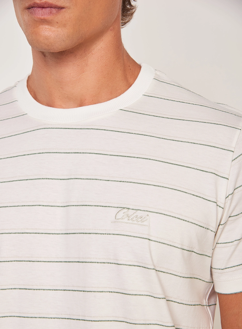 Camiseta Masculina Slim Listrada Estampados