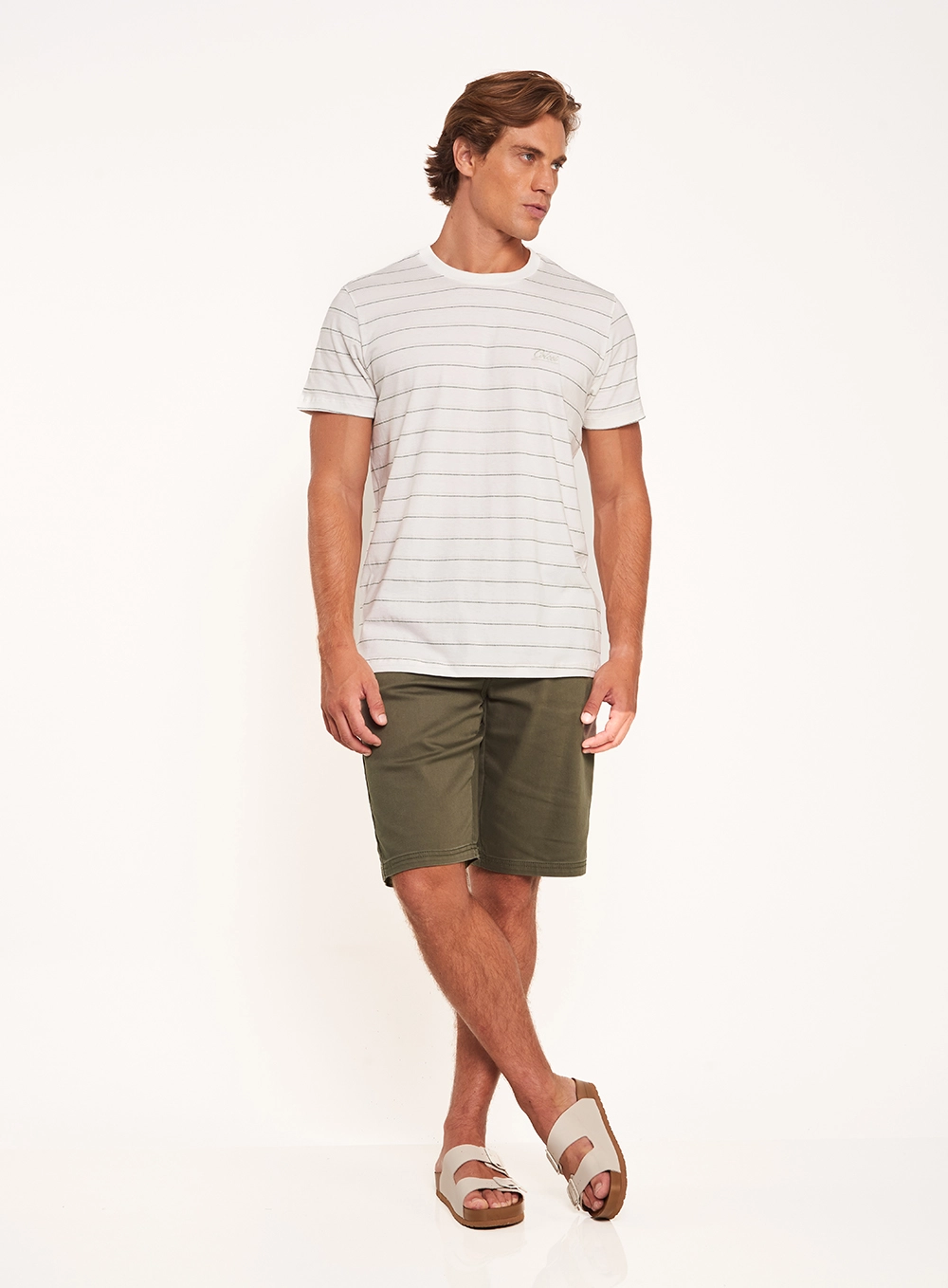 Camiseta Masculina Slim Listrada Estampados