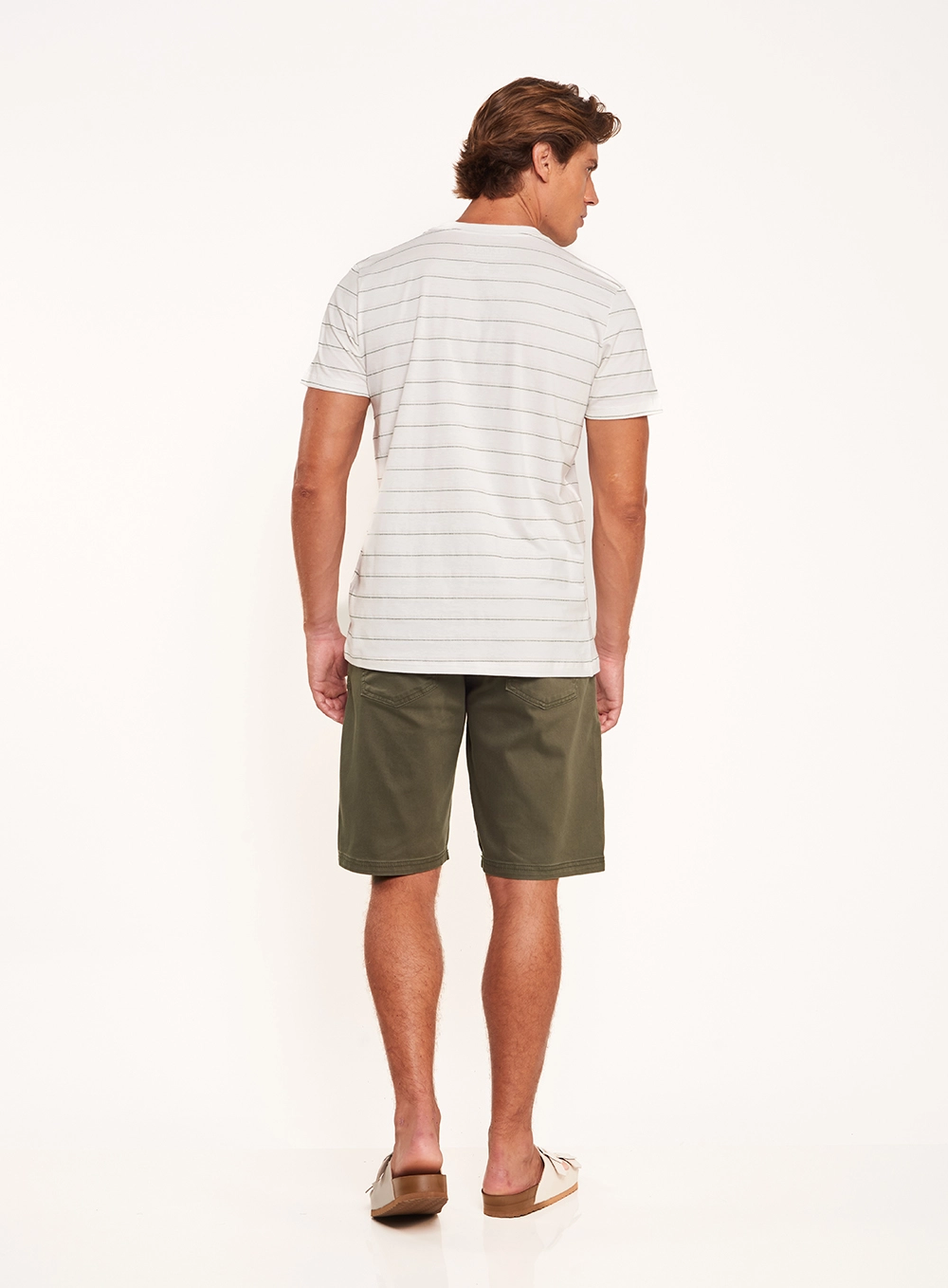 Camiseta Masculina Slim Listrada Estampados