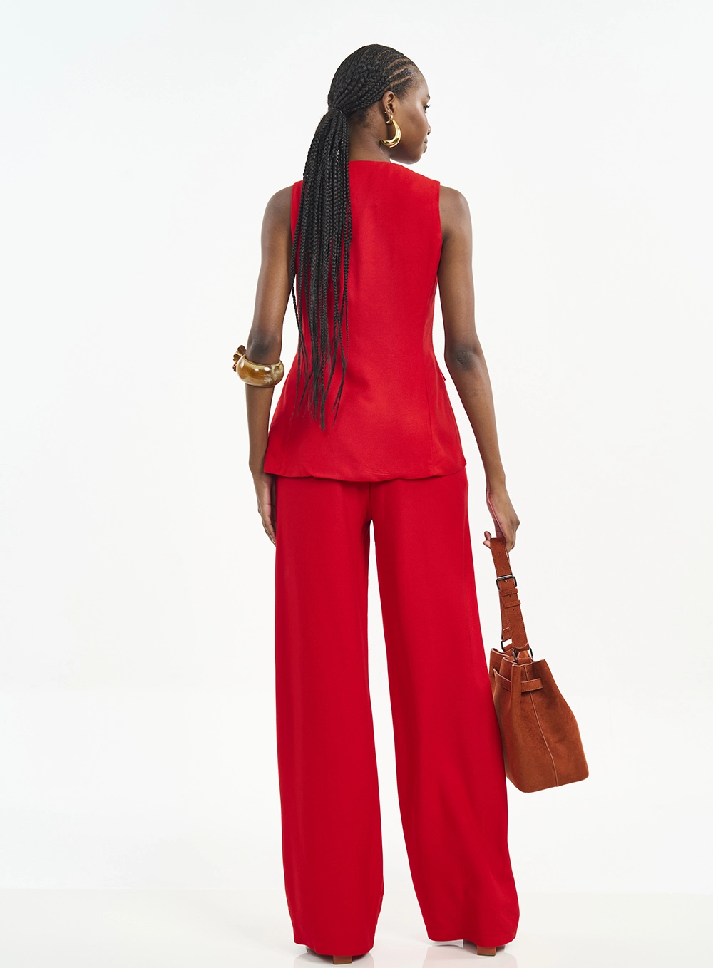 Blusa Acinturada Com Botões E Peplum Vermelho