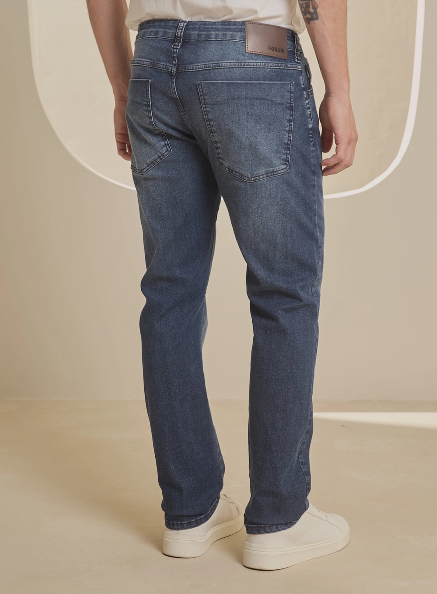 Calça Jeans Masculina Média Estonada - Paul Slim Índigo