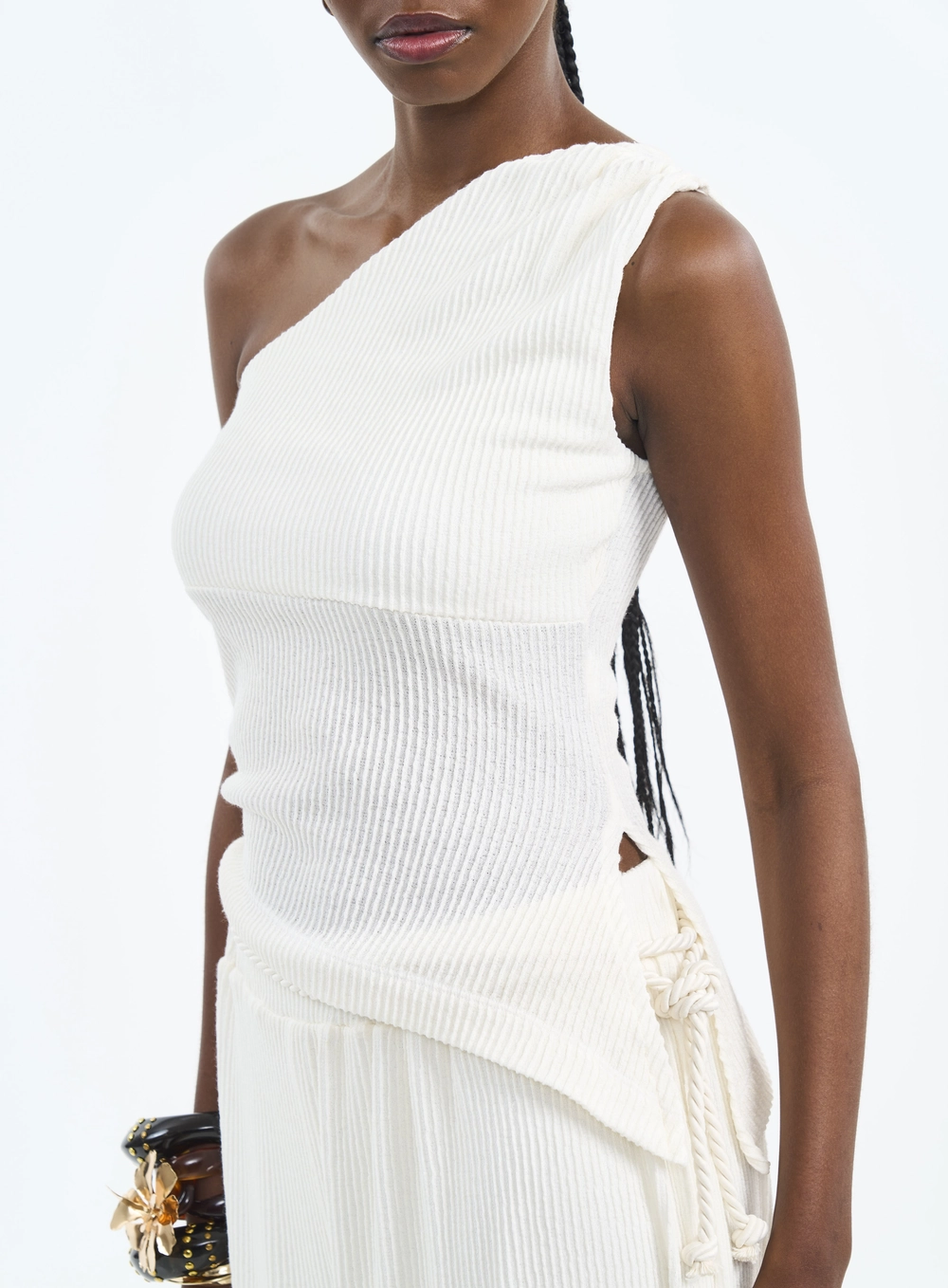 Blusa Com Um Ombro Só E Textura Canelada Off Shell