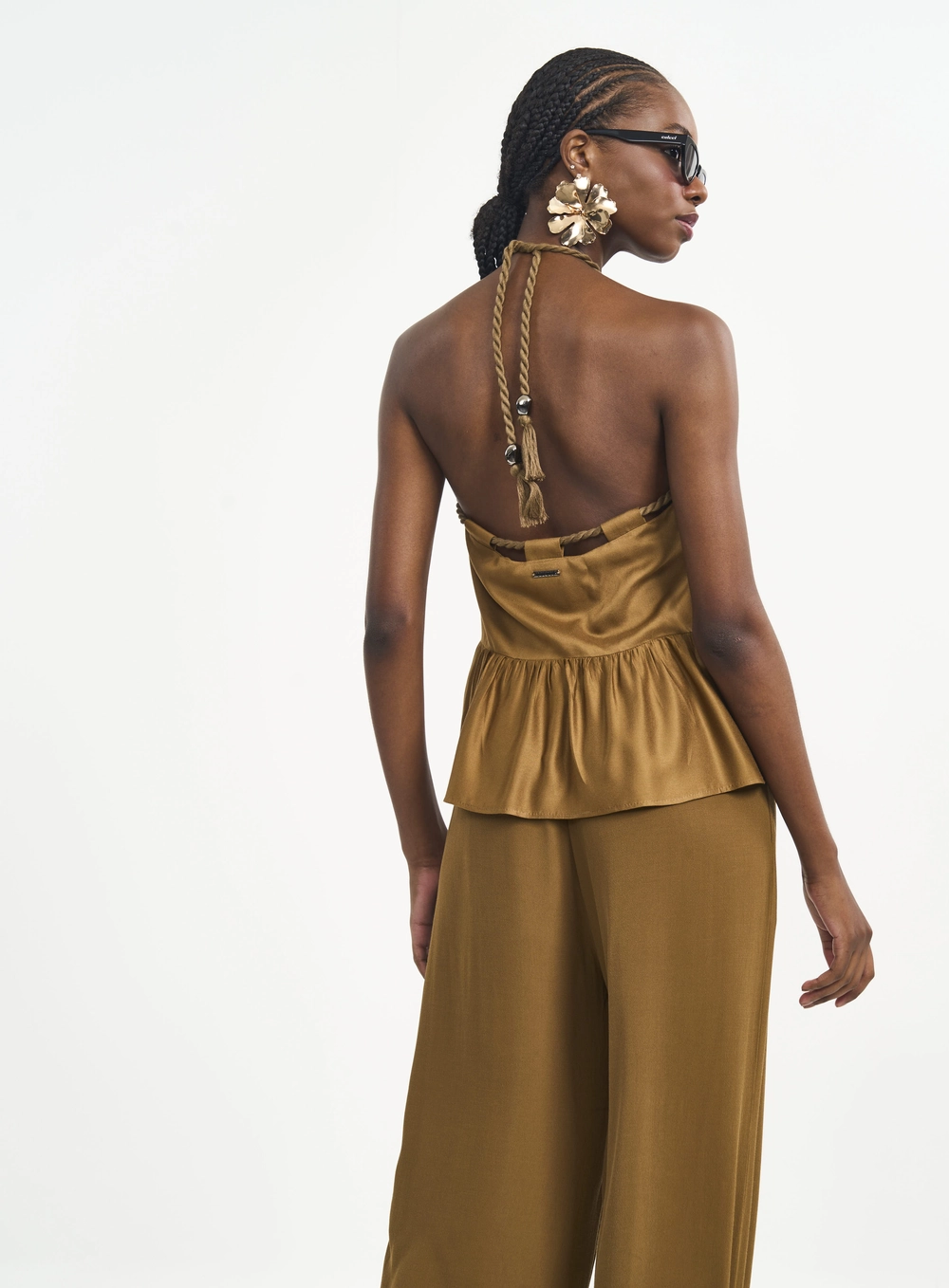Blusa Loose Frente Única Marrom