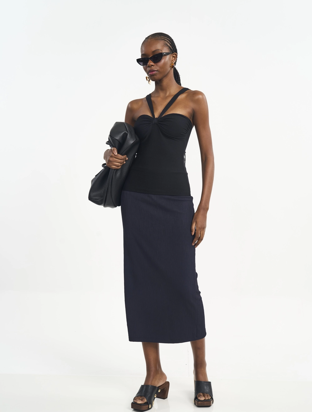 Blusa Halter Com Torção Preto