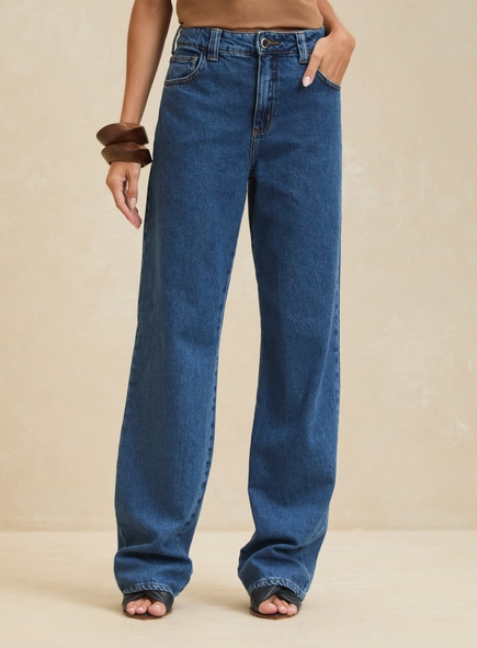 Calça Jeans Feminina Clássica - Raquel Wide Leg