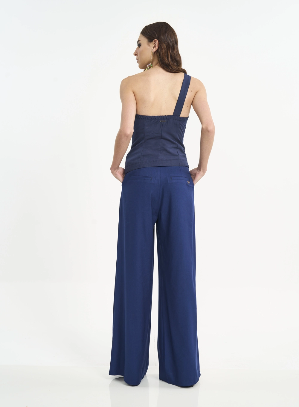 Blusa Com Transpasse E Alça Única Azul
