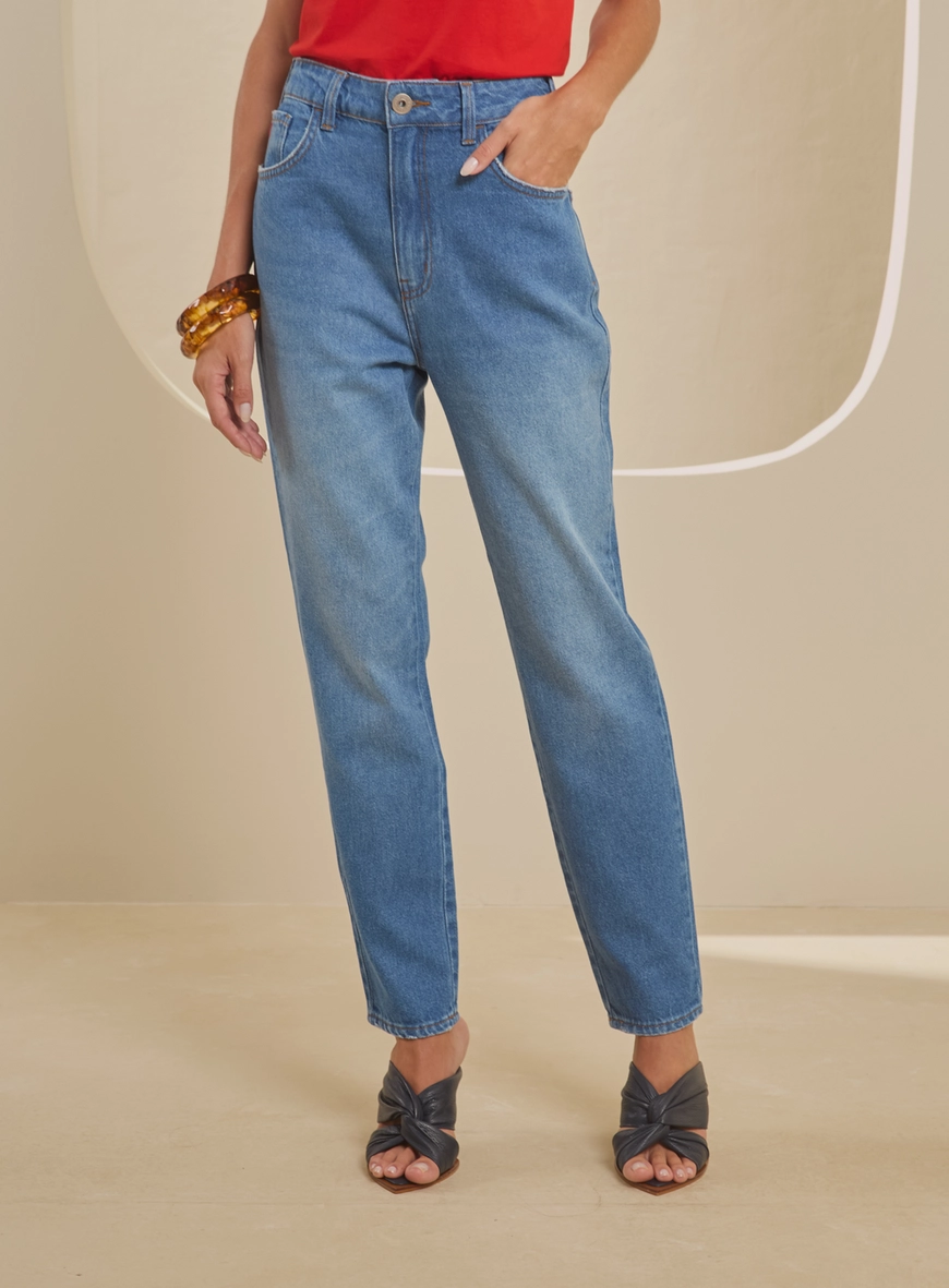 Calça Jeans Cintura Alta Ajustada Estonada - Lola Índigo 3
