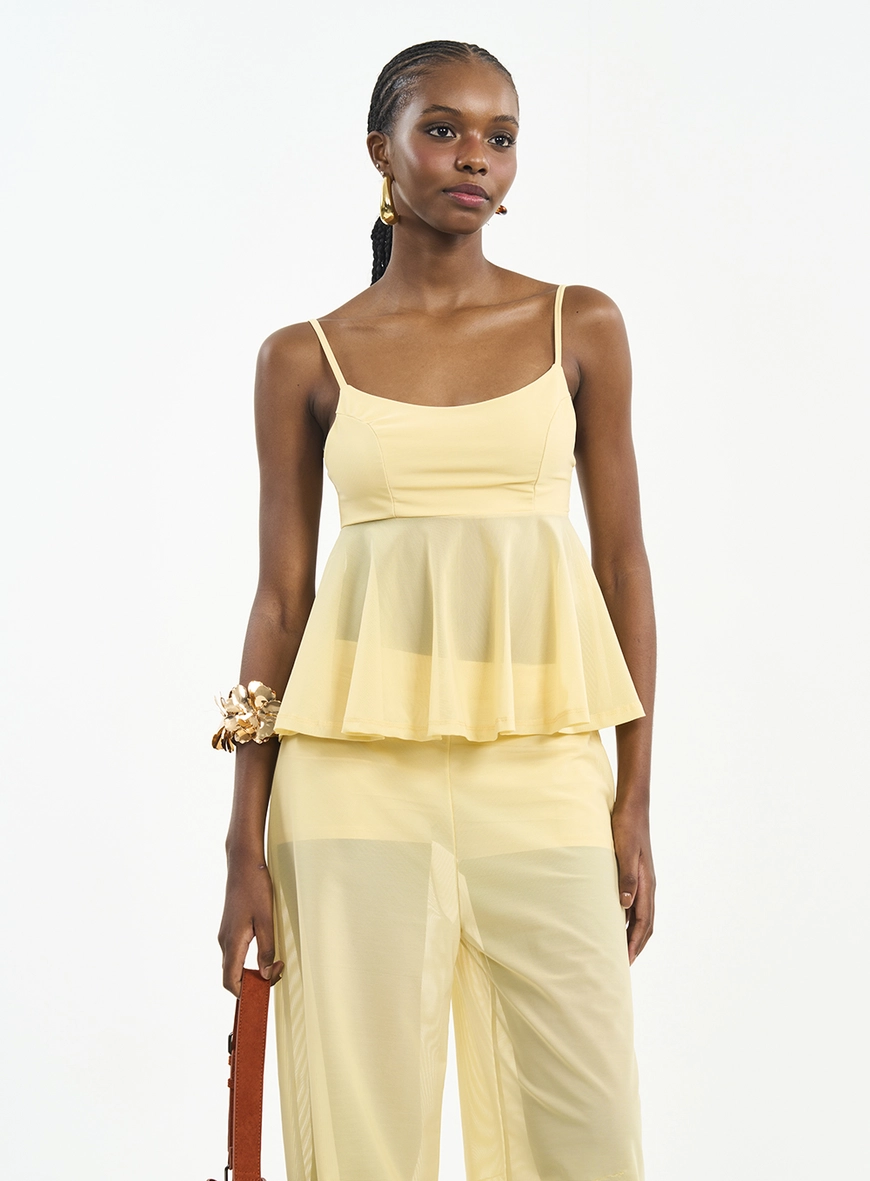 Blusa Peplum Com Alças Finas