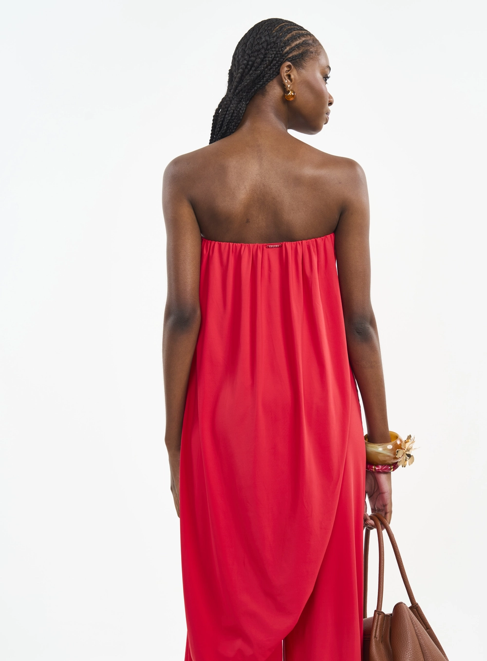 Blusa Tomara Que Caia Longa Com Fenda Vermelho