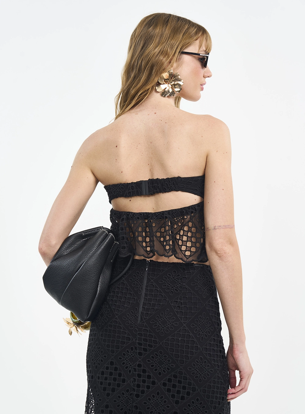 Blusa Tule Tomara Que Caia Bordada Preto