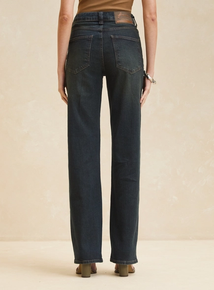 Calça Jeans Reta Cintura Alta - Bella Stretch
