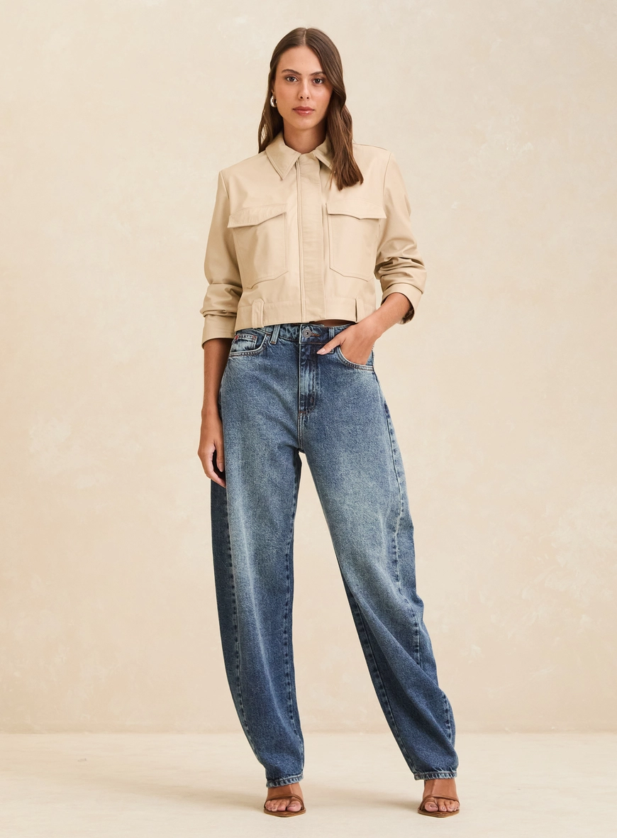 Calça Jeans Barrel Feminina Cintura Alta Índigo 1