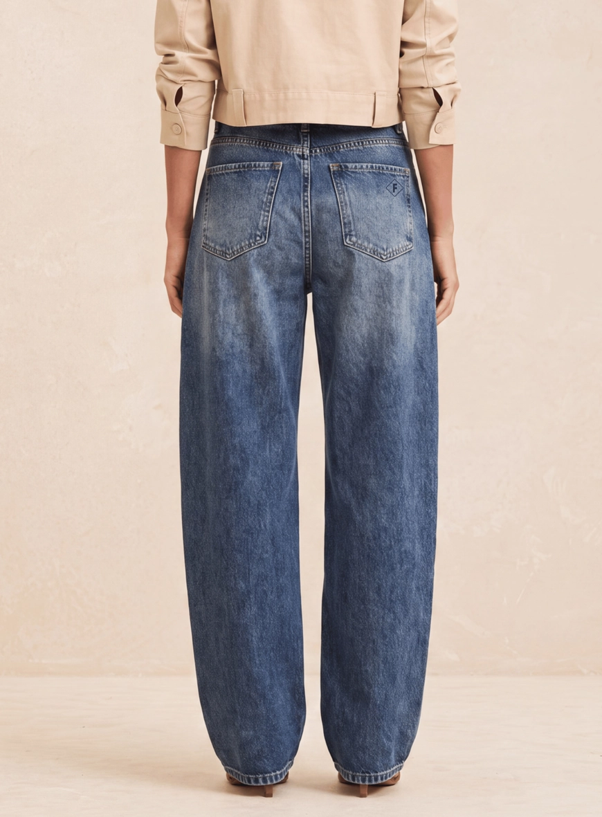 Calça Jeans Barrel Feminina Cintura Alta Índigo 2