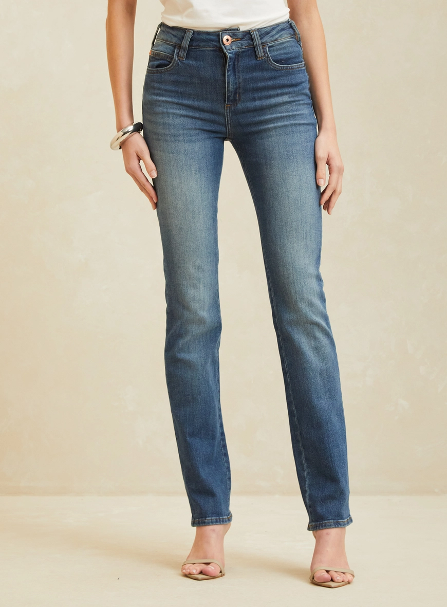 Calça Jeans Slim Reta Estonada - Marisa Índigo 3